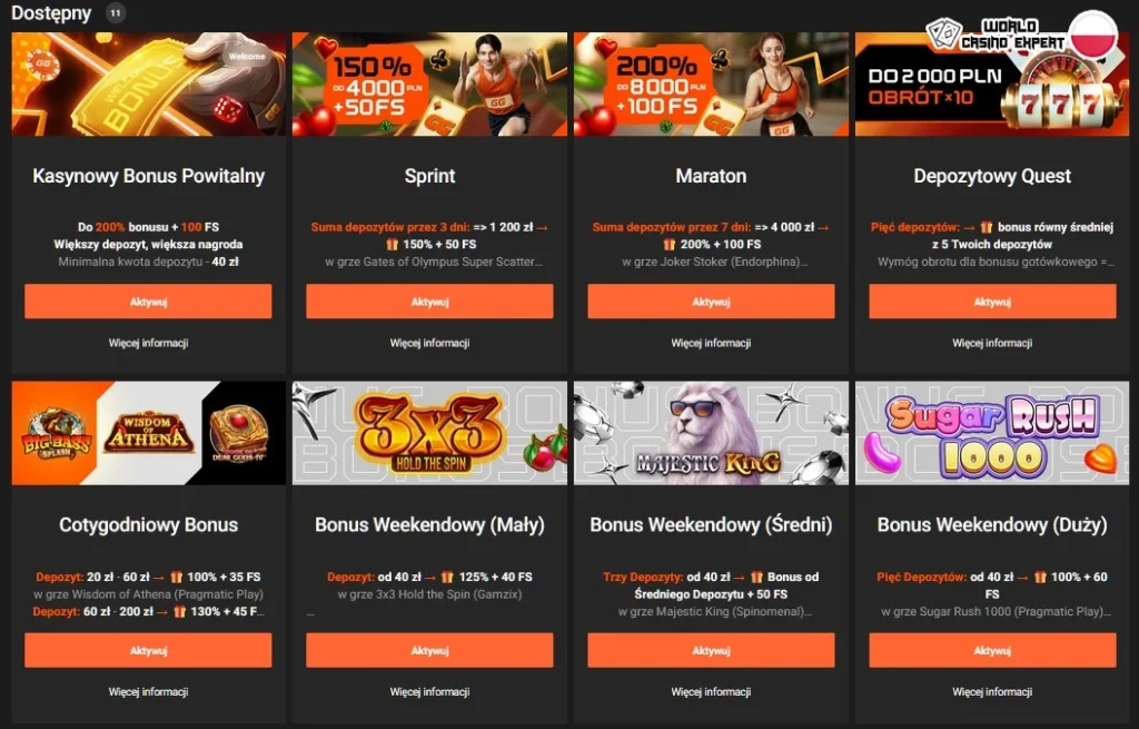 GGBET Casino bonusy - pełny przegląd promocji i ofert dla graczy