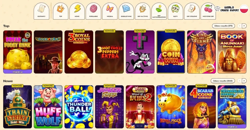 Różnorodność gier w Vinyl Casino
