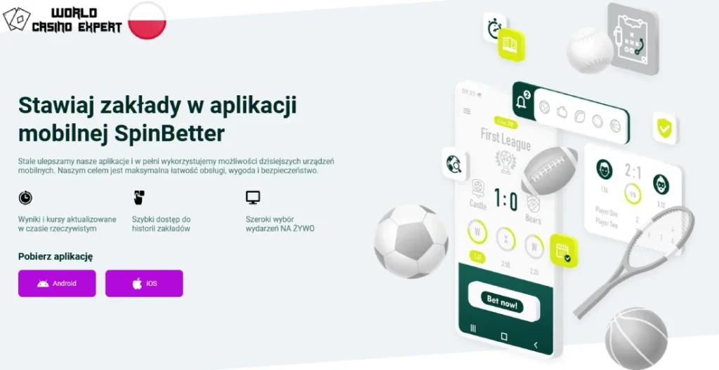 Aplikacja mobilna SpinBetter na Android i iOS
