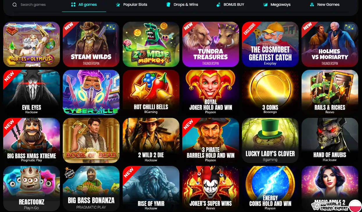 W co grać w kasynie online CosmoBet?