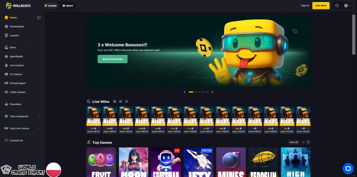 Recenzja Rollblock.io Casino