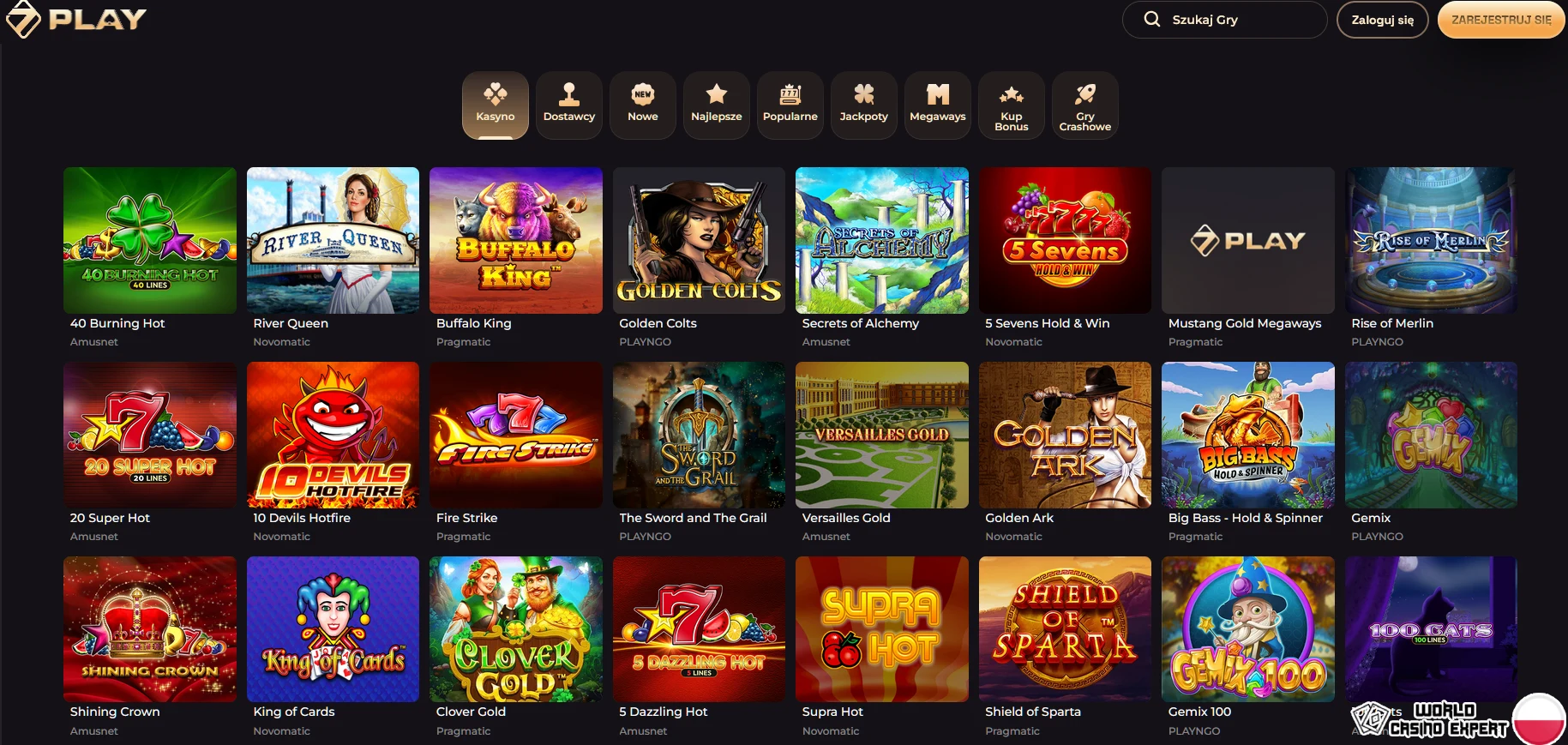 Asortyment gier w kasynie online SevenPlay