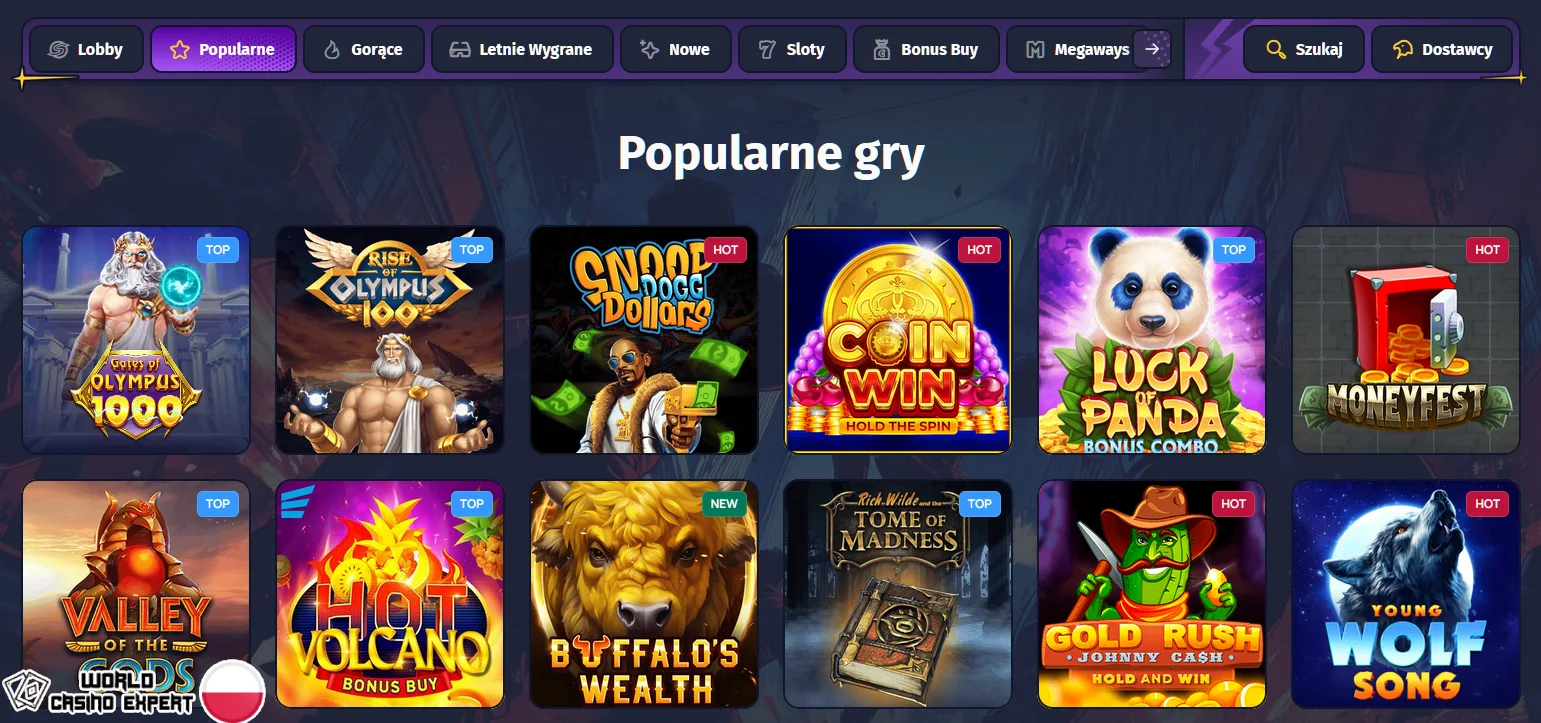 Gry i dostawcy w SpinLander Casino